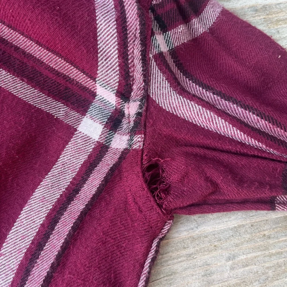 Justice “Perfect Plaid” Girls' Maroon Red Flannel Soft Button-Up Shirt Sz 12